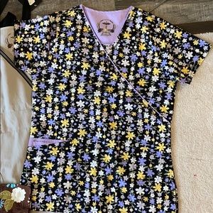 Printed Cotton scrub top